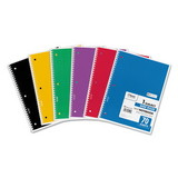 Mead MEA73063 Spiral Notebook, 1-Subject, Wide/Legal Rule, Assorted Cover Colors, (70) 10.5 x 8 Sheets, 6/Pack