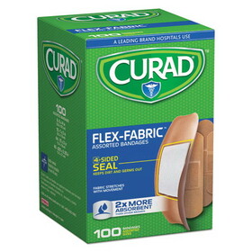 Curad MIICUR0700RB Flex Fabric Bandages, Assorted Sizes, 100/Box