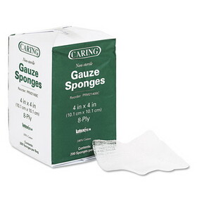 MEDLINE INDUSTRIES, INC. MIIPRM21408C Caring Woven Gauze Sponges, 4 X 4, Non-Sterile, 8-Ply, 200/pack