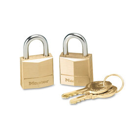 MASTER LOCK COMPANY MLK120T Three-Pin Brass Tumbler Locks, 3/4" Wide, 2 Locks & 2 Keys, 2/pack