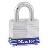 MASTER LOCK COMPANY MLK5D Four-Pin Tumbler Laminated Steel Lock, 2" Wide, Silver/blue, Two Keys