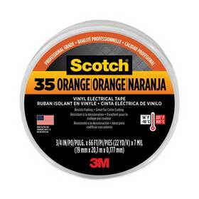3M MMM10869 Scotch 35 Vinyl Electrical Color Coding Tape, 3" Core, 0.75" x 66 ft, Orange