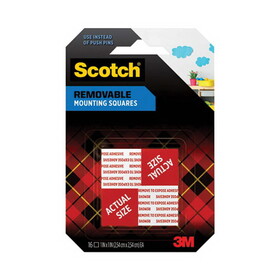 3M/COMMERCIAL TAPE DIV. MMM108 Precut Foam Mounting 1" Squares, Double-Sided, Removable, 16/pack