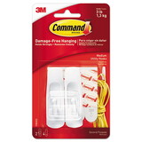 Command 17001ES General Purpose Hooks, Medium, 3 lb Cap, White, 2 Hooks and 4 Strips/Pack