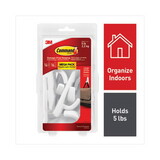 Command MMM17003MPES General Purpose Hooks, Large, Plastic, White, 5 lb Capacity, 14 Hooks and 16 Strips/Pack