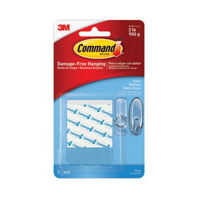 Command MMM17021CLRES Refill Strips, Removable, Holds Up to 2 lbs, 0.63 x 1.75, Clear, 9/Pack