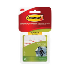 Command MMM1702448ES Poster Strips Value Pack, Removable, Holds Up to 1 lb, 0.63 x 1.75, White, 48/Pack