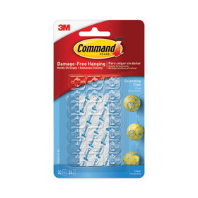 Command MMM17026CLRES Clear Hooks and Strips, Plastic, Decorating Clips, 20 Clips and 24 Strips/Pack