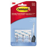 Command 17067CLR-ES Clear Hooks & Strips, Plastic/Wire, Small, 3 Hooks & 4 Strips/Pack