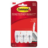 Command 17067ES General Purpose Wire Hooks, Small, 0.5 lb Cap, White, 3 Hooks and 6 Strips/Pack