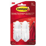 Command 17081ES General Purpose Designer Hooks, Medium, 3 lb Cap, White, 2 Hooks and 4 Strips/Pack