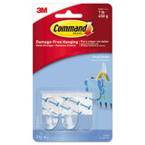 Command 17092CLR-ES Clear Hooks & Strips, Plastic, Small, 2 Hooks & 4 Strips/Pack
