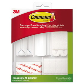 Command MMM17213ES Picture Hanging Kit, Assorted Sizes, Plastic, White/Clear, 1 lb; 4 lb; 5 lb Capacities 38 Pieces/Pack