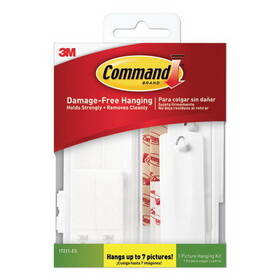 Command MMM17221ES Picture Hanging Kit, Assorted Sizes, Plastic, White, 1 lb; 4 lb Capacities, 24 Pieces/Pack