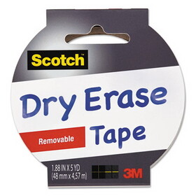 Scotch MMM1905RDEWHT Dry Erase Tape, 1.88" X 5yds, 3" Core, White