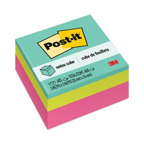 Post-It MMM2027RCR Original Cubes, 3 X 3, Pink Wave, 400-Sheet