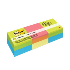 Post-It MMM20513PK Mini Cubes, 1.88" x 1.88", Green Wave and Orange Wave Collections, 400 Sheets/Cube, 3 Cubes/Pack