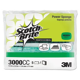 3M/COMMERCIAL TAPE DIV. MMM3000CC Power Sponge, Teal, 2 4/5 X 4 1/2, 5/pack