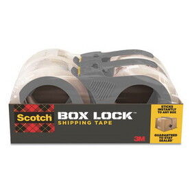 Scotch MMM39504RD Box Lock Shipping Packaging Tape with Dispenser, 3" Core, 1.88" x 54.6 yds, Clear, 4/Pack