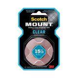 Scotch MMM410H Permanent Clear Mounting Tape, Holds Up to 15 lbs, 1 x 60, Clear