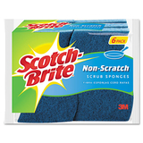3M MMM526 Non-Scratch Multi-Purpose Scrub Sponge, 4 2/5 X 2 3/5, Blue, 6/pack