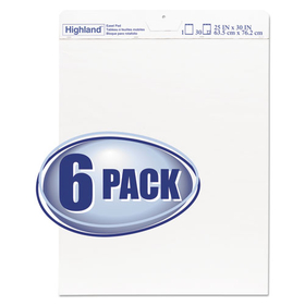Highland 540-6PK Easel Pad, Unruled, 25 x 30, 30 Sheets/Pad, 6 Pads/Pack