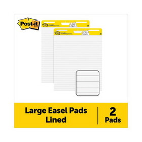 Post-it MMM561WLVAD2PK Vertical-Orientation Self-Stick Easel Pads, Presentation Format (1.5" Rule), 25 x 30, White, 30 Sheets, 2/Pack