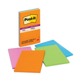 Post-It MMM5845SSUC Pads In Rio De Janeiro Colors, Lined, 5 X 8, 45-Sheet, 4/pack