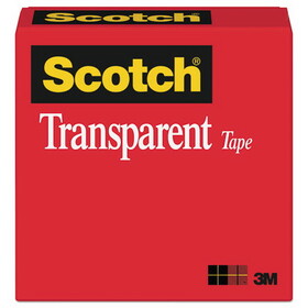 Scotch MMM600121296 Transparent Tape, 1/2" X 1296", 1" Core, Clear