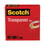 Scotch MMM6002P1272 Transparent Tape, 3" Core, 0.5" x 72 yds, Transparent, 2/Pack, Price/PK