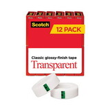 Scotch MMM600K12 Transparent Tape, 1