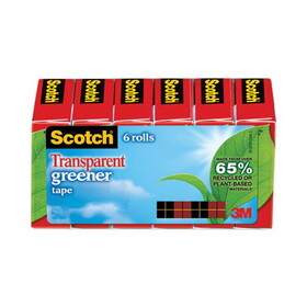Scotch MMM6126P Transparent Greener Tape, 3/4" X 900", 1" Core, 6/pack