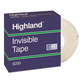 Highland MMM6200341296 Invisible Permanent Mending Tape, 3/4" X 1296", 1" Core, Clear