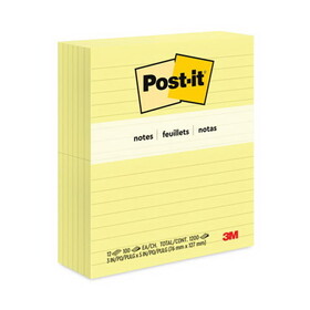 3M MMM635YW Original Pads in Canary Yellow, Note Ruled, 3" x 5", 100 Sheets/Pad, 12 Pads/Pack