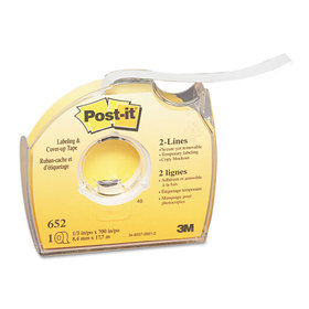 Post-It MMM652 Labeling & Cover-Up Tape, Non-Refillable, 1/3" X 700" Roll