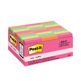 Post-it Notes 65324ANVAD Original Pads in Cape Town Colors, 1 3/8 x 1 7/8, Plain, 100-Sheet, 24/Pack
