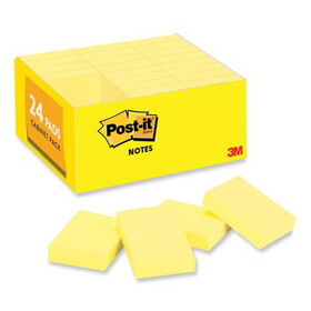 Post-it MMM65324VAD Original Pads in Canary Yellow, Value Pack, 1.38" x 1.88", 100 Sheets/Pad, 24 Pads/Pack