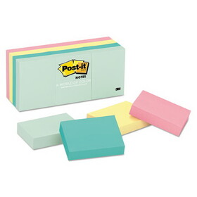 Post-It MMM653AST Original Pads in Beachside Cafe Collection Colors, 1.38" x 1.88", 100 Sheets/Pad, 12 Pads/Pack
