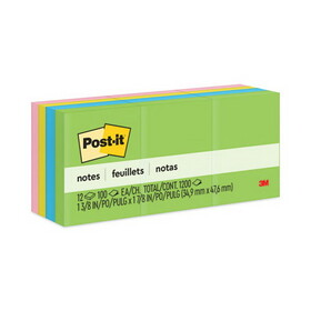 Post-It MMM653AU Original Pads in Floral Fantasy Collection Colors, 1.5" x 2", 100 Sheets/Pad, 12 Pads/Pack