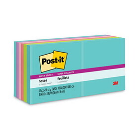 Post-it Notes Super Sticky 654-12SSMIA Pads in Miami Colors, 3 x 3, 90/Pad, 12 Pads/Pack