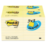 Post-It MMM65436VAD90 Note Pad, 3 X 3, Canary Yellow, 90-Sheet, 36/pack