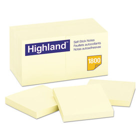 Highland MMM654918PK Self-Stick Notes, 3 X 3, Yellow, 100-Sheet, 18/pack