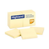 Highland MMM6549YW Self-Stick Notes, 3 X 3, Yellow, 100-Sheet, 12/pack