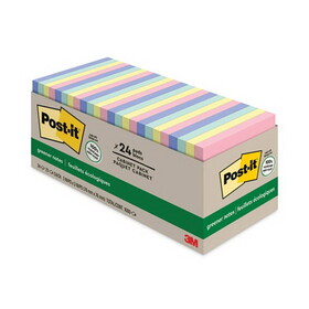 3M MMM654R24CPAP Original Recycled Note Pad Cabinet Pack, 3" x 3", Sweet Sprinkles Collection Colors, 75 Sheets/Pad, 24 Pads/Pack
