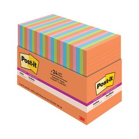 Post-it MMM66024SSAUCP Pads in Energy Boost Collection Colors, Note Ruled, 4" x 6", 45 Sheets/Pad, 24 Pads/Pack
