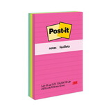 Post-It MMM6603AN Original Pads In Cape Town Colors, Lined, 4 X 6, 100-Sheet, 3/pack