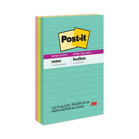 Post-it MMM6603SSMIA Pads in Supernova Neon Collection Colors, Note Ruled, 4" x 6", 90 Sheets/Pad, 3 Pads/Pack