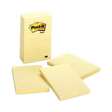 Post-It MMM6605PK Original Pads In Canary Yellow, Lined, 4 X 6, 100-Sheet, 5/pack