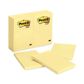 3M MMM660YW Original Pads in Canary Yellow, Note Ruled, 4" x 6", 100 Sheets/Pad, 12 Pads/Pack