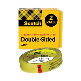Scotch MMM6652P3436 Double-Sided Tape, 3/4" X 1296", 3" Core, Transparent, 2/pack